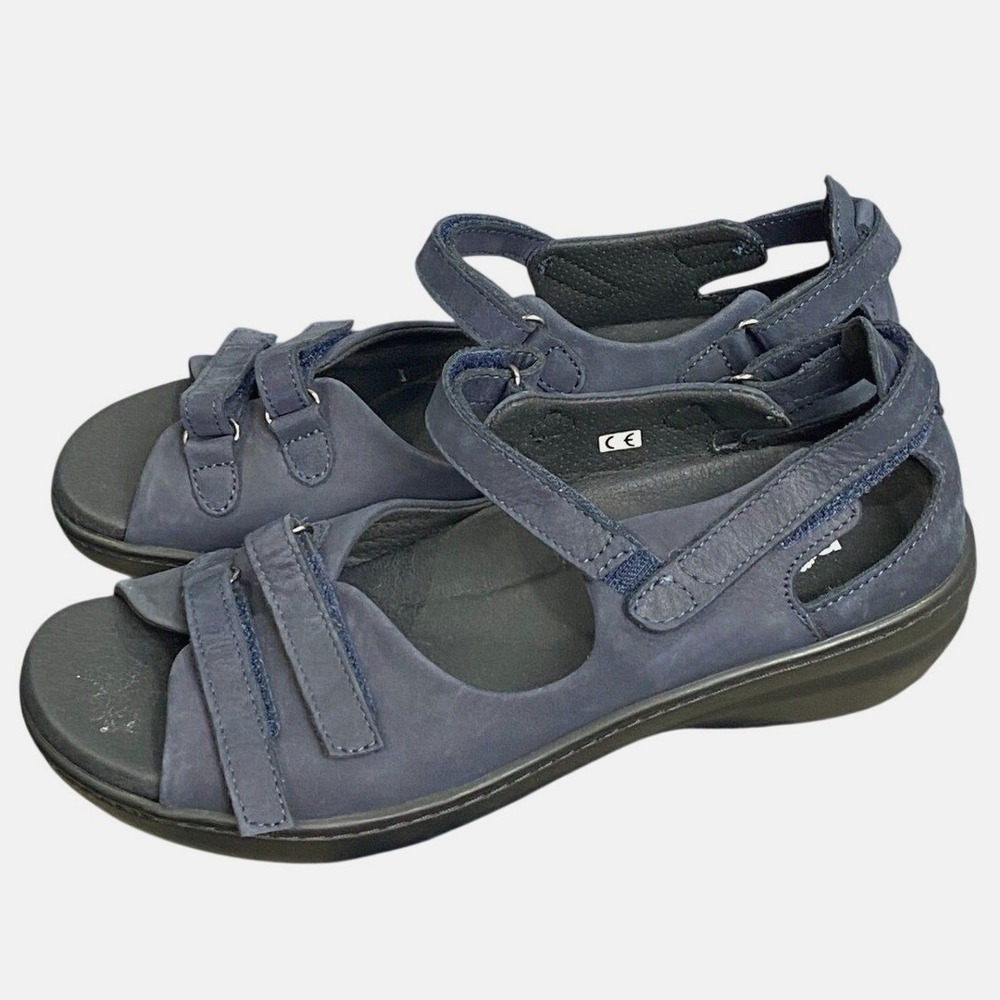 New‎ Feet Navy Comfort Strap Sandals 40 Cushioned Walking Travel Summer